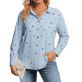 thumbnail image 1 of SOMER Womens Tops Fall Long Sleeve Blouse Heart Print Casual Button Down Shirts Collared Plus Size Tops Blue, 1 of 8