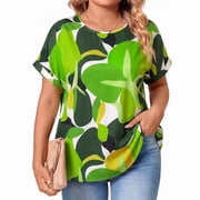 SOMER Woman Plus Size Tops Short Sleeve Blouses Casual Printing T Shirts Loose Summer Top