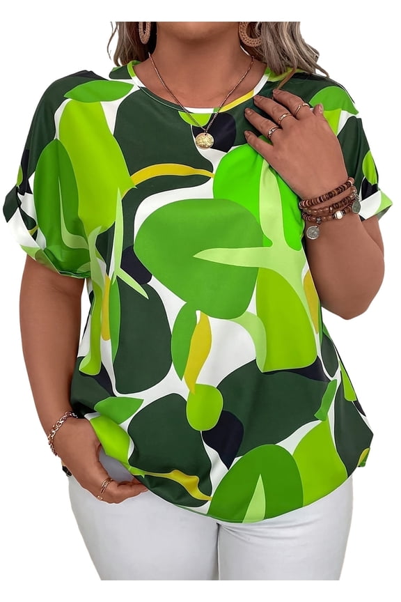 Woman Tops Short Sleeve Blouses Casual Printing T Shirts Loose Summer Tops