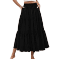 thumbnail image 1 of SOMER linen Skirts For Women Flowy Maxi Skirt Summer linen Pleated High Waisted Casual Long Skirts With Pockets, 1 of 6