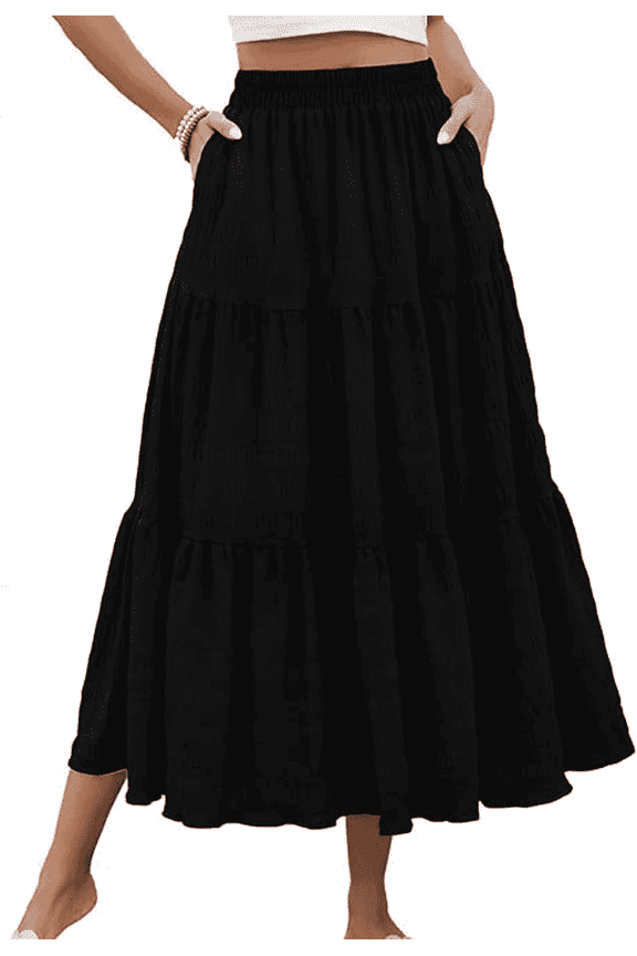 linen Skirts For Women Flowy Maxi Skirt Summer linen Pleated High Waisted Casual Long Skirts With Pockets