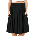 thumbnail image 1 of SOMER Skirts for Women Knee Length A-Line High Waisted Ruched Flowy Casual Midi Skirt with Pockets Spring 2026 Black, 1 of 7