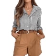 thumbnail image 1 of SOMER Striped Button Down Shirts for Women Dress Shirts Long Sleeve Shirts Casual Collared Office Work Shirt with Pocket, 1 of 8