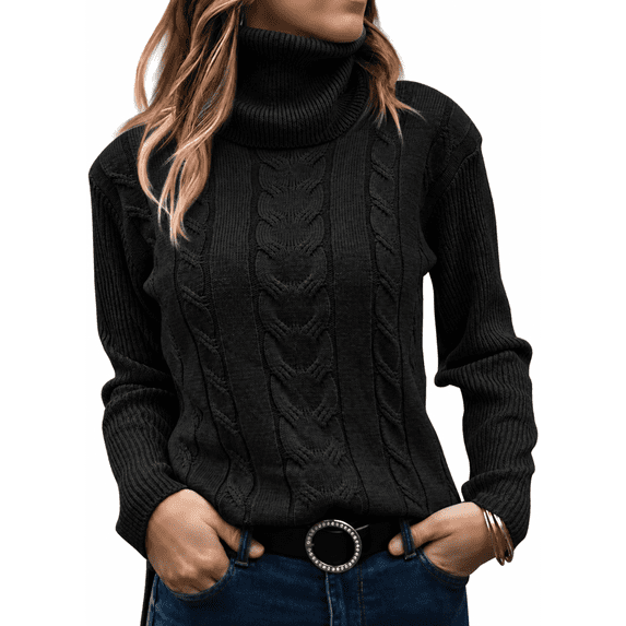 SOMER Sweaters for Women Casual Turtleneck Long Sleeve Loose Knit Pullover Sweater Fall Winter Clothes