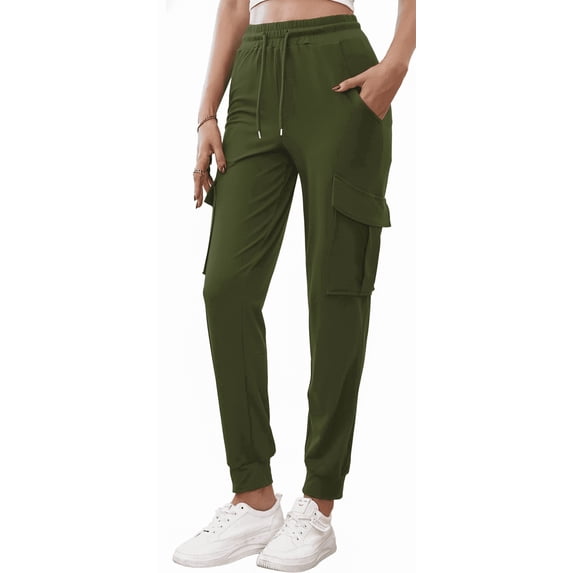 SOMER Women's Sweatpants Cargo Joggers High Waisted Drawstring Hiking Workout Pants Lightweight Comfy with Pockets