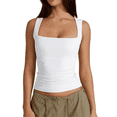 thumbnail image 1 of SOMER Women’s Tank Top Square Neck Sleeveless Double-Layer Fitted Basic Top Casual Summer Tank Tops White, 1 of 6