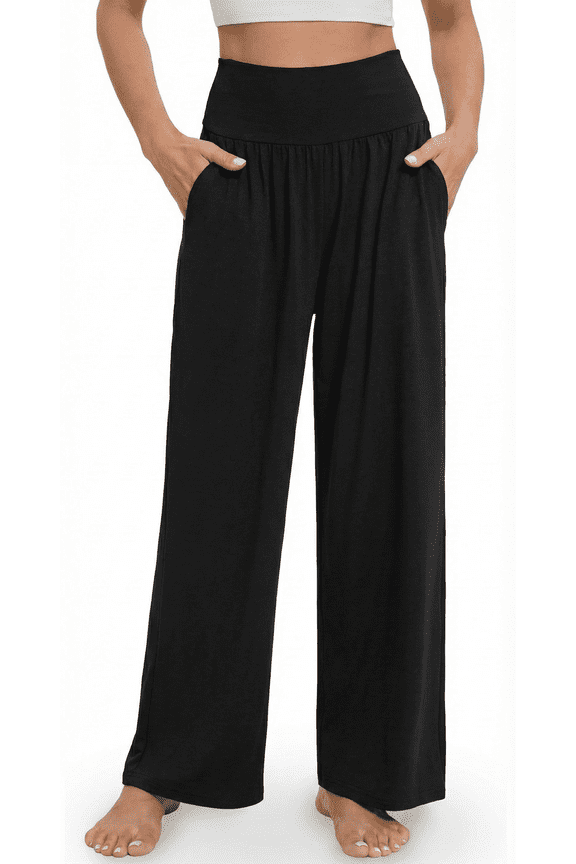 Wide Leg Yoga Pants for Women High Waisted Casual Loose Sweatpants Flowy Pants with Pockets
