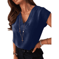 thumbnail image 1 of SOMER Women Dressy Casual Tops V Neck Cap Sleeve Blouses for Work Going Out,2026 Summer Trendy, 1 of 7