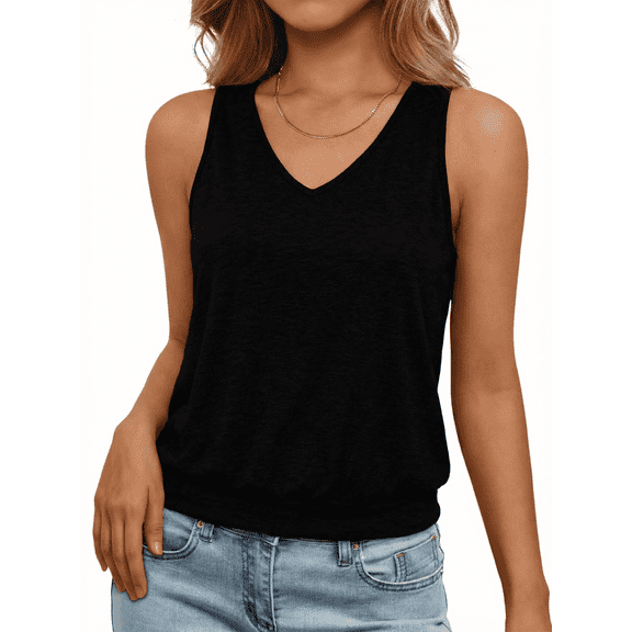 SOMER Women Tank Tops Casual Sleeveless Basic Top V Neck Loose Fit Shirt for Going Out Work Beach,2026 Summer