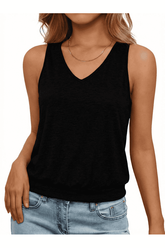 Women Tank Tops Casual Sleeveless Basic Top V Neck Loose Fit Shirt for Going Out Work Beach,2026 Summer