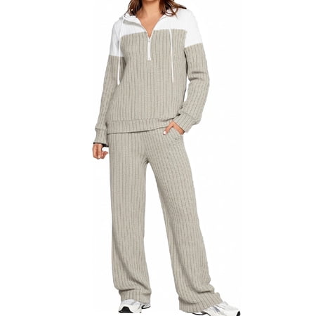 SOMER 2 piece workout lounge Sets for Women Fall Outfits 2025 Sweatsuit Long Sleeve Cute Zip-Up Pullover with Casual Wide Leg Sweatpants