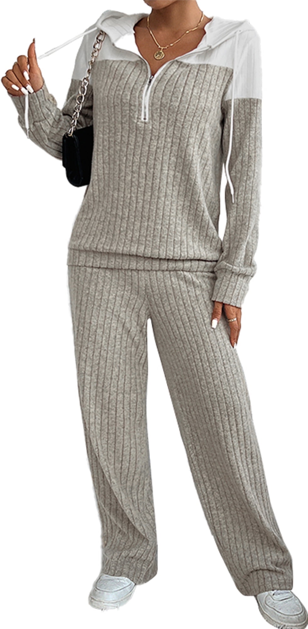 Long Sleeve Zipper Tops & Pants Lounge Set main image 0
