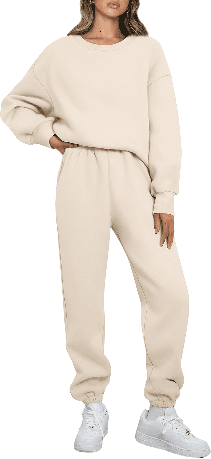 SOMER Women's 2 Piece Sweatsuit Outfit Long Sleeve Crewneck Pullover Sweatshirt Drawstring Jogger Pants Lounge Set Tracksuit