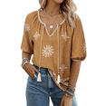 thumbnail image 1 of SOMER Women's Boho Tops Casual Short Sleeve Floral Print Blouses V Neck Tie Front Flowy Shirt for Going Out, Beach, 2026 Summer Trendy, 1 of 7