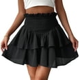 thumbnail image 1 of SOMER Mini Skirts for Women Summer High Waist Short Pleated Skirt Pleated A-Line Elastic Ruffle Beach Dress Casual 2025 Black, 1 of 7