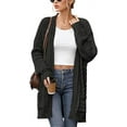 thumbnail image 1 of SOMER Cardigan Sweaters for Women Black Long Sleeve Women's Knit Sweaters Cardigan Cable Knit Open Front Outerwear Pockets, 1 of 6