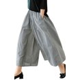 thumbnail image 1 of SOMER Women's Capri Plaid Pants Elastic Waist Gingham Wide Leg Palazzo Pants, 1 of 5