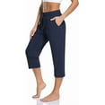 thumbnail image 1 of SOMER Women's Capri Yoga Pants Loose Soft High Waist Drawstring Workout Sweatpants Casual Work Pants Flare Leggings with Pockets for Summer, 1 of 6