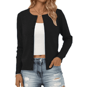 SOMER Women's Cardigan Sweater Long Sleeve Open Front Cardigan Casual Lightweight Knit Sweater Black
