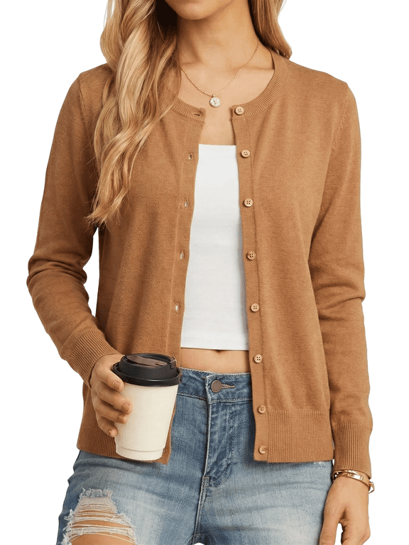 Women’s Long Sleeve Open Front Cardigan Casual Lightweight Knit Sweater