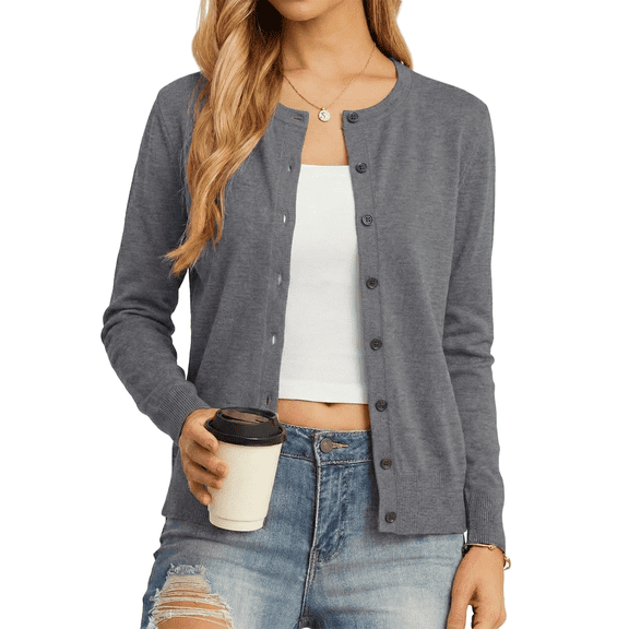 Women’s Long Sleeve Open Front Cardigan Casual Lightweight Knit Sweater