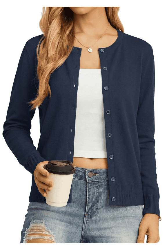 Women’s Long Sleeve Open Front Cardigan Casual Lightweight Knit Sweater