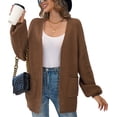 thumbnail image 1 of SOMER Women's Cardigan Sweaters Lantern Sleeve Open Front Oversized Lightweight Chunky Outwear Long Sweaters with Pockets, 1 of 6