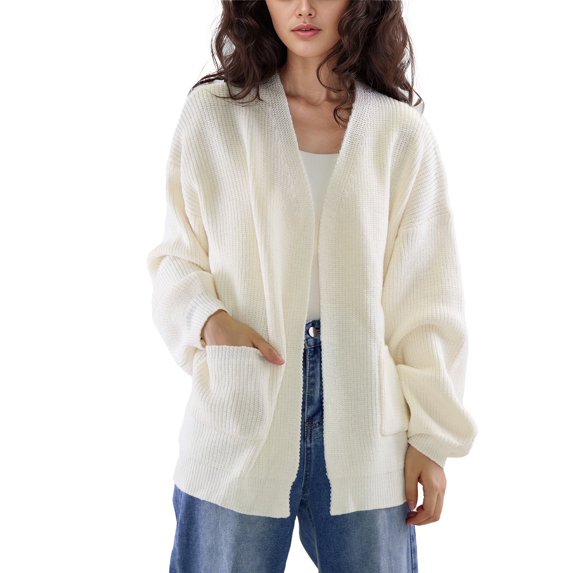 SOMER Women's Cardigan Sweaters Lantern Sleeve Open Front Oversized Lightweight Chunky Outwear Long Sweaters