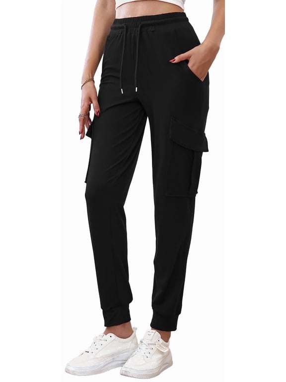 Women's Sweatpants Cargo Joggers High Waisted Drawstring Hiking Workout Pants Lightweight Comfy with Pockets