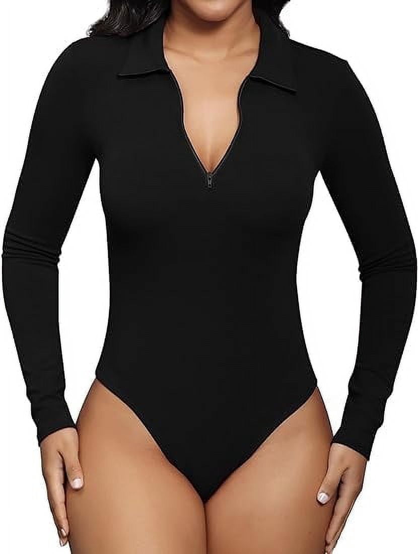 Nordic Flair Sequin Bodysuit For Women Slim Fit Deep V Neck Long Sleeves Glamorous Partywear
