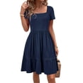 thumbnail image 1 of SOMER Women’s Dress Square Neck Sundress Short Sleeve Formal Ruffle Flowy Business Casual Midi Dress with Pockets 2026 Spring, 1 of 6