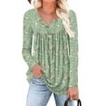thumbnail image 1 of SOMER Boho Tops For Women Long Sleeve Shirts Dressy Casual Blouses With Printed Pleated Button Tunic Tops for Going Out, 2026 Fall Trendy, 1 of 6
