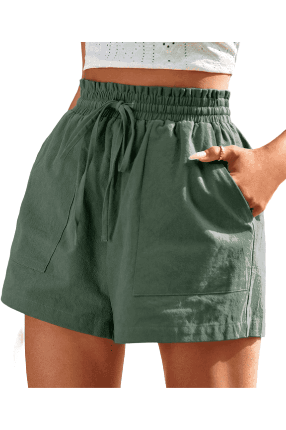 Biker Shorts for Women High Waisted Elastic Drawstring Lounge Comfy Casual Shorts with Pockets for Summer Beach Vacation 2025
