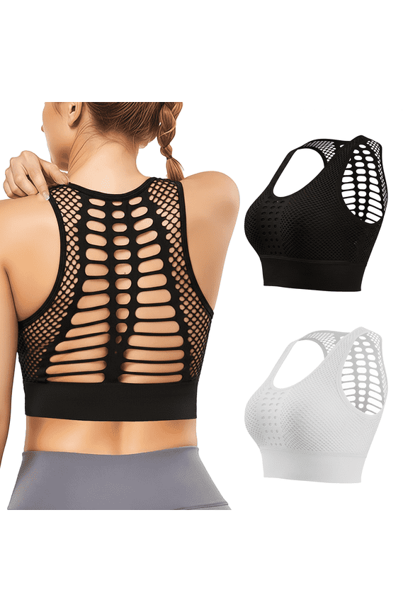 2 Packs Sports Bras for Women High Support Hollow I Back Sports Bra Pack Comfortable Sexy for Yoga Running Gym Essentials