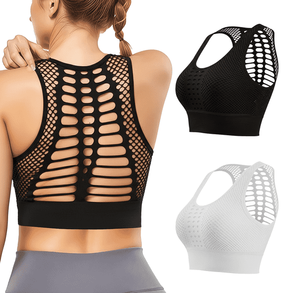 SOMER 2 Packs Sports Bras for Women High Support Hollow I Back Sports Bra Pack Comfortable Sexy for Yoga Running Gym Essentials