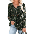 thumbnail image 1 of SOMER Boho Tops For Women Long Sleeve Shirts Dressy Casual Blouses With Printed Pleated Button Tunic Tops for Going Out, 2025 Fall Trendy, 1 of 6