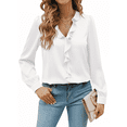 thumbnail image 1 of SOMER Long Sleeve Shirts for Womens Tops Ruffle V Neck Peplum Blouses for Women Dressy Casual White Business Spring Elegant, 1 of 6