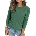 thumbnail image 1 of SOMER Fall Sweaters for Women Cozy Cropped Lightweight Casual Pullover Long Sleeve Crewneck Knit Fall Womens Sweaters Textured,2025 Black Purple Green, 1 of 5