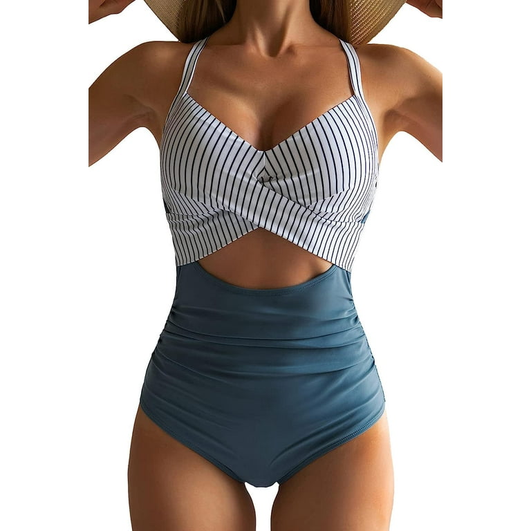 SOMER Women's One Piece Swimsuits Tummy Control Cutout High