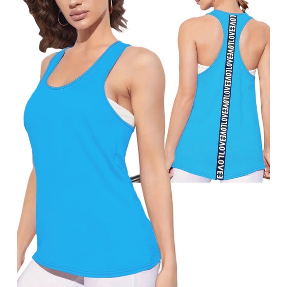 SOMER Tank Tops for Womens Workout Tops Quick Dry Sleeveless Yoga Gym Shirt with Stylish "LOVE" Strap, Lightweight Athletic Tee
