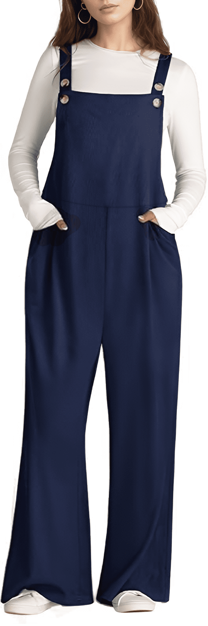 SOMER Women's Jumpsuits Overalls Adjustable Strap Loose Fit Rompers with Pockets Casual Bib Style for Effortless Chic
