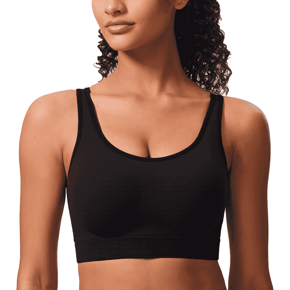SOMER Women’s Sports Bra Strappy Back Padded Seamless Workout Bra High Impact Support Stretchy Yoga Tank Top for Gym Running Fitness