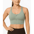 thumbnail image 1 of SOMER Women's Sports Bras Front Zip High Support Wireless Padded Strappy Athletic Yoga Workout Bra Green, 1 of 6
