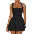 thumbnail image 1 of SOMER Cocktail Dresses for Women Wedding Guest Bodycon Sexy Dresses Square Neck Ruffle Party Club Tennis Mini Dress Ruched Corset Black, 1 of 7