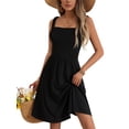 thumbnail image 1 of SOMER Women’s Summer Dresses Midi Sundress Square Neck with Pocket Sleeveless Boho High Waist A-Line Flowy Dress Casual Beach Vacation Black XL, 1 of 7