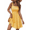 thumbnail image 1 of SOMER Women’s Summer Dresses Midi Sundress Square Neck with Pocket Sleeveless Boho High Waist A-Line Flowy Dress Casual Beach Vacation Yellow XL, 1 of 7