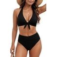 thumbnail image 1 of SOMER Women's Swimsuit 2 Piece Bikini Set Bathing Suits Split Sexy Pleated Bunny Tie Bikini, 1 of 5