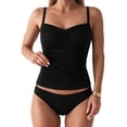 thumbnail image 1 of SOMER Women's Tankini Swimsuit 2 Piece Set Bathing Suits Tummy Control High Waisted Ruched Bikini Swimwear, 1 of 10