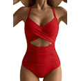 thumbnail image 1 of SOMER Women's Swimsuits One Piece Bathing Suit for Women Tummy Control Cutout High Waisted Bathing Suit Wrap Tie Back 1 Piece Swimsuit, 1 of 11