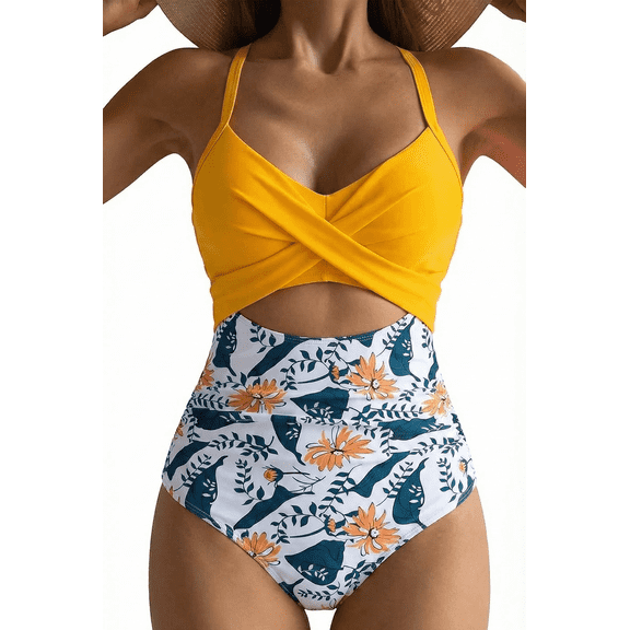 SOMER Women's Swimsuits One Piece Bathing Suit for Women Tummy Control Cutout High Waisted Bathing Suit Wrap Tie Back 1 Piece Swimsuit